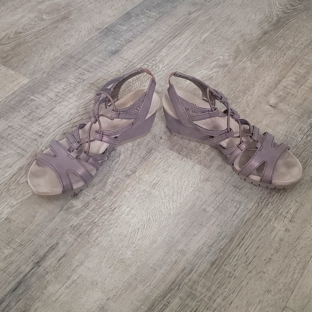 Life stride soft system wedge copper brown sandals